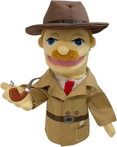okegztoa 16 "دمى Entriloquist Puppet، دمى يدوية للأطفال دمى المباحث القطيفة للبالغين مع دمية فم قابلة للإزالة للأطفال الذين تتراوح أعمارهم بين 4-8، دمية يد للبالغين مع قضيب تحكم في الدمى قابل للتطوير in Kuwait