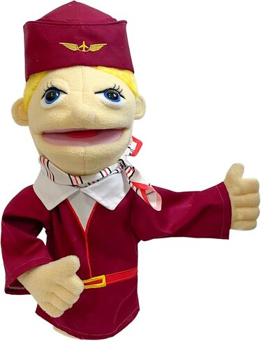 okegztoa 16 "دمى Entriloquist Puppet، دمى يدوية للأطفال دمى المباحث القطيفة للبالغين مع دمية فم قابلة للإزالة للأطفال الذين تتراوح أعمارهم بين 4-8، دمية يد للبالغين مع قضيب تحكم في الدمى قابل للتطوير in Kuwait