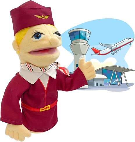 okegztoa 16 "دمى Entriloquist Puppet، دمى يدوية للأطفال دمى المباحث القطيفة للبالغين مع دمية فم قابلة للإزالة للأطفال الذين تتراوح أعمارهم بين 4-8، دمية يد للبالغين مع قضيب تحكم في الدمى قابل للتطوير in Kuwait