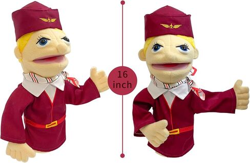 okegztoa 16 "دمى Entriloquist Puppet، دمى يدوية للأطفال دمى المباحث القطيفة للبالغين مع دمية فم قابلة للإزالة للأطفال الذين تتراوح أعمارهم بين 4-8، دمية يد للبالغين مع قضيب تحكم في الدمى قابل للتطوير in Kuwait