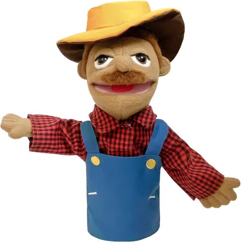 okegztoa 16 "دمى Entriloquist Puppet، دمى يدوية للأطفال دمى المباحث القطيفة للبالغين مع دمية فم قابلة للإزالة للأطفال الذين تتراوح أعمارهم بين 4-8، دمية يد للبالغين مع قضيب تحكم في الدمى قابل للتطوير in Kuwait