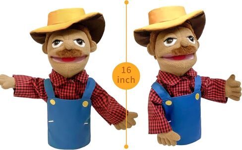okegztoa 16 "دمى Entriloquist Puppet، دمى يدوية للأطفال دمى المباحث القطيفة للبالغين مع دمية فم قابلة للإزالة للأطفال الذين تتراوح أعمارهم بين 4-8، دمية يد للبالغين مع قضيب تحكم في الدمى قابل للتطوير in Kuwait