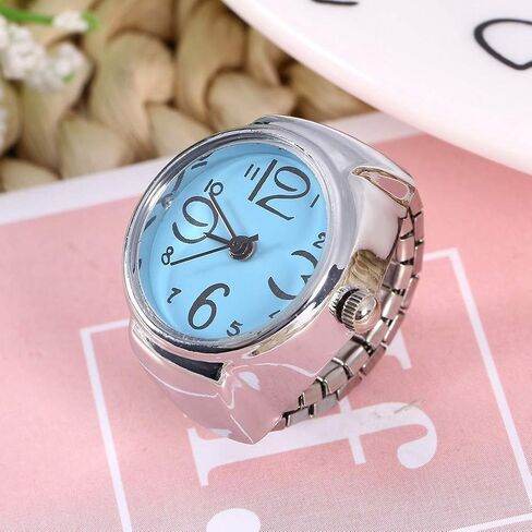 Ring Watch 8 Color Fashionable Women's Men's Quartz Analog Round Ring Love Watch Unique Shape, Convenient to Wear, Suitable for Different Occasions(BLUE) in Saudi Arabia