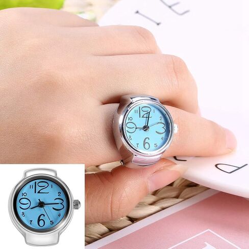 Ring Watch 8 Color Fashionable Women's Men's Quartz Analog Round Ring Love Watch Unique Shape, Convenient to Wear, Suitable for Different Occasions(BLUE) in Saudi Arabia