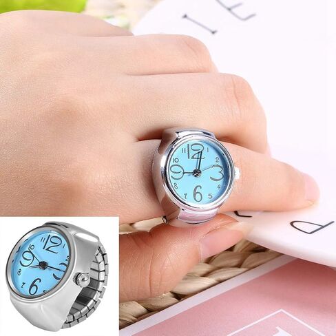 Ring Watch 8 Color Fashionable Women's Men's Quartz Analog Round Ring Love Watch Unique Shape, Convenient to Wear, Suitable for Different Occasions(BLUE) in Saudi Arabia