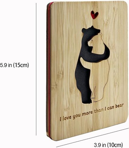 | Valentines Day Card | Handmade Bamboo Love Cards | Anniversary Cards for Wife, Husband, Girlfriend,Boyfriend | Valentines Gifts for Her, Him | 3D Rose in Saudi Arabia