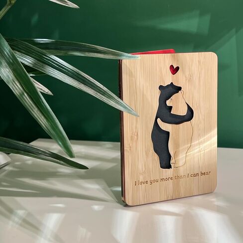 | Valentines Day Card | Handmade Bamboo Love Cards | Anniversary Cards for Wife, Husband, Girlfriend,Boyfriend | Valentines Gifts for Her, Him | 3D Rose in Saudi Arabia