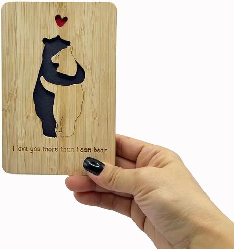 | Valentines Day Card | Handmade Bamboo Love Cards | Anniversary Cards for Wife, Husband, Girlfriend,Boyfriend | Valentines Gifts for Her, Him | 3D Rose in Saudi Arabia