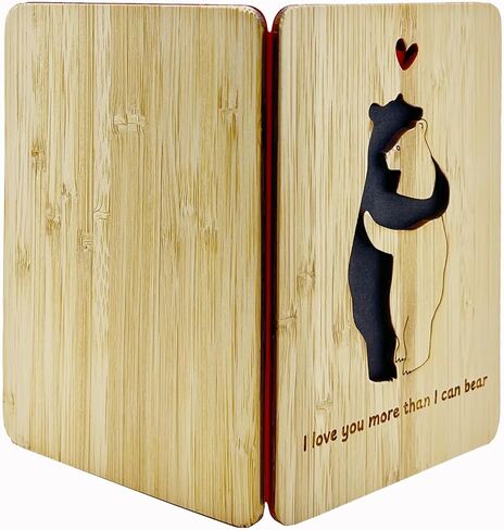 | Valentines Day Card | Handmade Bamboo Love Cards | Anniversary Cards for Wife, Husband, Girlfriend,Boyfriend | Valentines Gifts for Her, Him | 3D Rose in Saudi Arabia