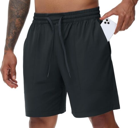 شورت الجري الرجالي من THE GYM PEOPLE خفيف الوزن وسريع الجفاف مع جيوب بسحاب برباط in Kuwait