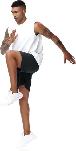 شورت الجري الرجالي من THE GYM PEOPLE خفيف الوزن وسريع الجفاف مع جيوب بسحاب برباط in Kuwait