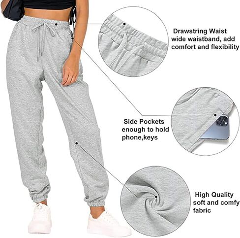 MESLIMA Women's Solid Color Sweatpants Drawstring Jogger Pants Cinch Bottom Casual Elastic Waist Workout Trousers in Saudi Arabia
