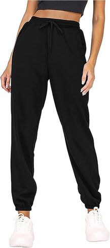 MESLIMA Women's Solid Color Sweatpants Drawstring Jogger Pants Cinch Bottom Casual Elastic Waist Workout Trousers in Saudi Arabia