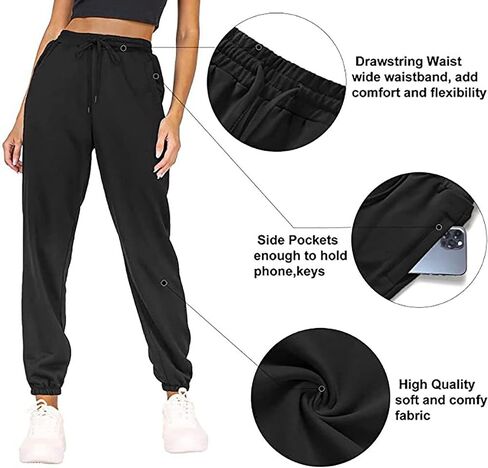 MESLIMA Women's Solid Color Sweatpants Drawstring Jogger Pants Cinch Bottom Casual Elastic Waist Workout Trousers in Saudi Arabia
