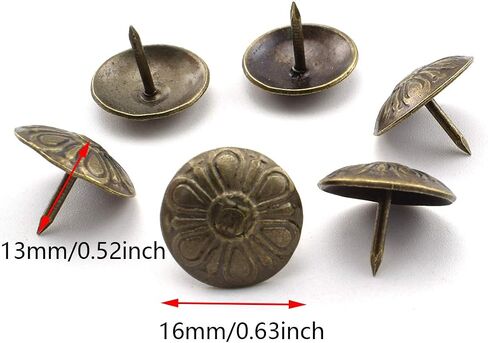 SDTC Tech 50-Pack Antique Daisy Upholstery Tacks 16mm Dia Thumb Push Pins Decorative Nails for Cork Board/Message Board/Photo Walls in Saudi Arabia