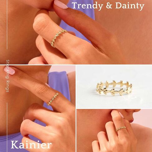 kainier 3 قطع خواتم ذهبية قابلة للتكديس للنساء 1 مم 14 قيراط مطلية بالذهب خواتم الخنصر رقيقة للنساء الفتيات غير مشوهة تشيكوسلوفاكيا الفرقة الكلاسيكية لطيف التراص الإبهام حلقة المفصل الراحة تناسب حجم 5 إلى 10 in Kuwait