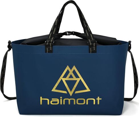 Haimont Extra Large Waterproof Tote Bag TPU Sandproof Pool Beach Totes Oversize All-Purpose Tote Bag with Roll Top Closure and Handles, Navy Blue in Saudi Arabia