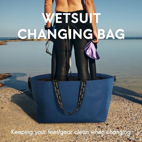 Haimont Extra Large Waterproof Tote Bag TPU Sandproof Pool Beach Totes Oversize All-Purpose Tote Bag with Roll Top Closure and Handles, Navy Blue in Saudi Arabia