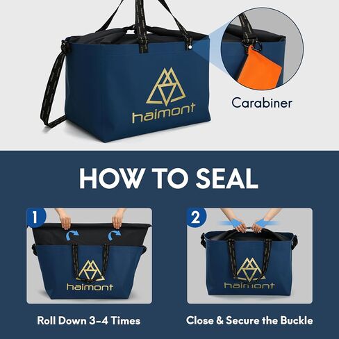 Haimont Extra Large Waterproof Tote Bag TPU Sandproof Pool Beach Totes Oversize All-Purpose Tote Bag with Roll Top Closure and Handles, Navy Blue in Saudi Arabia