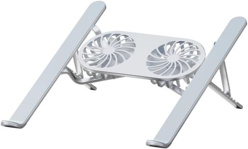 Mayten Laptop Stand with Cooling Fans, Aluminum Foldable and Portable Notebook Ventilated Cooling Stand Holder, Laptop Cooler with Low-Noise Fans Support Up to 17.3" Notebook Computer-Silver in Saudi Arabia