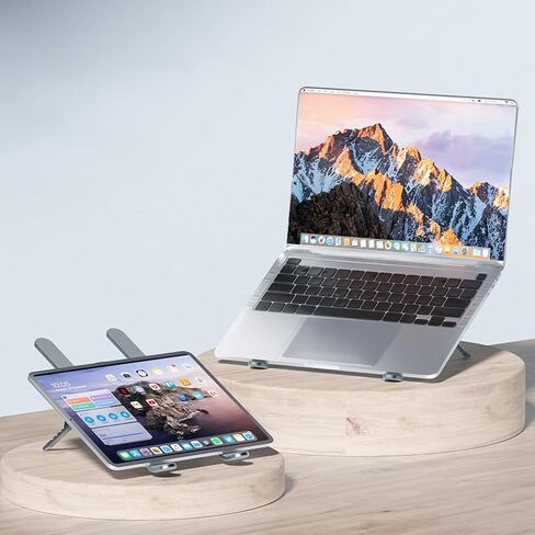 Mayten Laptop Stand with Cooling Fans, Aluminum Foldable and Portable Notebook Ventilated Cooling Stand Holder, Laptop Cooler with Low-Noise Fans Support Up to 17.3" Notebook Computer-Silver in Saudi Arabia