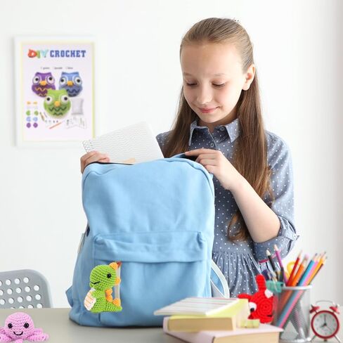 KIMOCHIII Beginner Crochet Kit for Adults and Kids,Crochet Animal Kit with Step-by-Step Video and Booklet Tutorials,Dinosaur,Octopus,Bee,Owl,Bear,Crab with 40%+Upgraded Yarn in Saudi Arabia