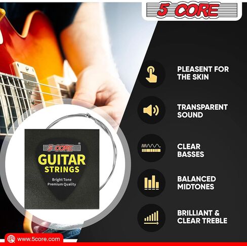 5 Core 3 Packs Guitar strings 6 Nickel Acoustic Electric Guitar Strings, guitar & bass accessories, Light, Gauge 0.09-0.042 Nickel Wound Shield Package Corrosion-Free GS El 3 SET in Saudi Arabia