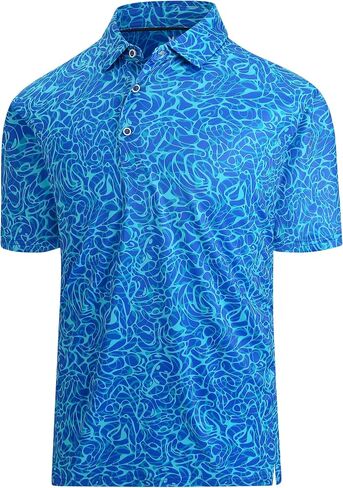 Mens Golf Shirt Short Sleeve Dry Fit Performance Golf shirts for Men Moisture Wicking Print Polo Shirts in Saudi Arabia