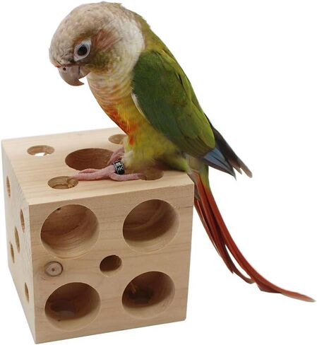 QBLEEV Bird Wooden Block Chewing Toy, Parrot Toys Tabletop Puzzle Bird Foraging Toys, Small Animals Shredding Biting Wood Teething Parakeets Toys, Bird Cage Toys for Hamster Cockatiels Conures Budgie in Kuwait