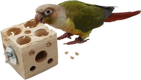 QBLEEV Bird Wooden Block Chewing Toy, Parrot Toys Tabletop Puzzle Bird Foraging Toys, Small Animals Shredding Biting Wood Teething Parakeets Toys, Bird Cage Toys for Hamster Cockatiels Conures Budgie in Kuwait
