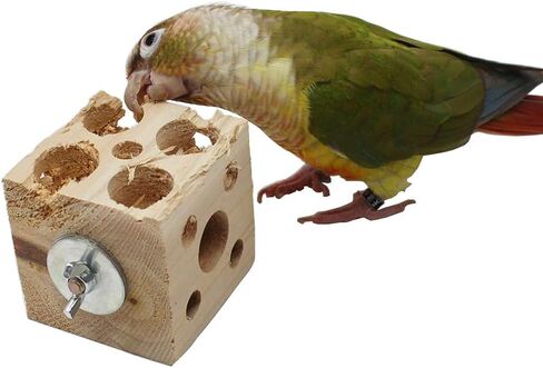 QBLEEV Bird Wooden Block Chewing Toy, Parrot Toys Tabletop Puzzle Bird Foraging Toys, Small Animals Shredding Biting Wood Teething Parakeets Toys, Bird Cage Toys for Hamster Cockatiels Conures Budgie in Kuwait