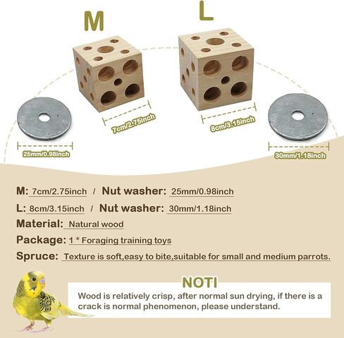 QBLEEV Bird Wooden Block Chewing Toy, Parrot Toys Tabletop Puzzle Bird Foraging Toys, Small Animals Shredding Biting Wood Teething Parakeets Toys, Bird Cage Toys for Hamster Cockatiels Conures Budgie in Kuwait