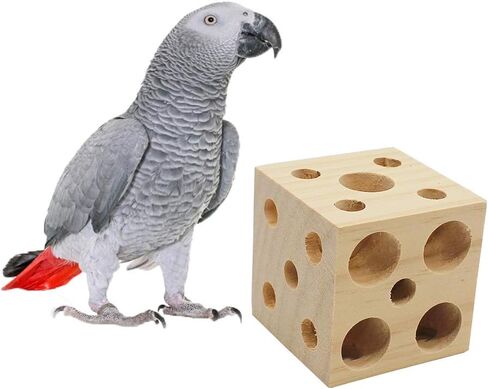 QBLEEV Bird Wooden Block Chewing Toy, Parrot Toys Tabletop Puzzle Bird Foraging Toys, Small Animals Shredding Biting Wood Teething Parakeets Toys, Bird Cage Toys for Hamster Cockatiels Conures Budgie in Kuwait