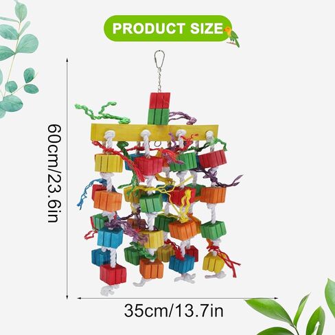 Parrot Toys, Bird Chewing Toy of Natural Multi-Colored Wooden Blocks, Cage Bite Toy Suits for African Grey Cockatoos Amazon Parrots Ect Large Medium Parrot Birds in Kuwait