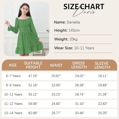 Durio Girls Dresses for Teens Girls Tie Back Off Shoulder Dress Cute Long Sleeve Dress Easter Kids School Party Dance Dresses in Saudi Arabia