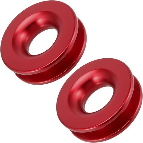 JEUIHAU 2 Pack Winch Snatch Recovery Ring، حلقة استرداد حمراء من الألومنيوم بوزن 41000 رطل لاستعادة شاحنة ATV UTV SUV، مناسبة للتكبل الناعم مع حبال ونش 3/8 بوصة أو 1/2 بوصة in Kuwait