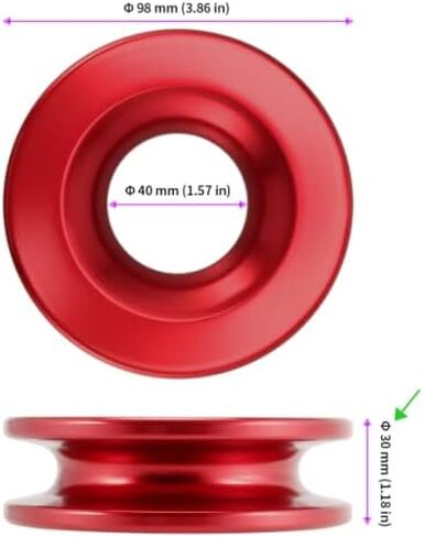 JEUIHAU 2 Pack Winch Snatch Recovery Ring، حلقة استرداد حمراء من الألومنيوم بوزن 41000 رطل لاستعادة شاحنة ATV UTV SUV، مناسبة للتكبل الناعم مع حبال ونش 3/8 بوصة أو 1/2 بوصة in Kuwait