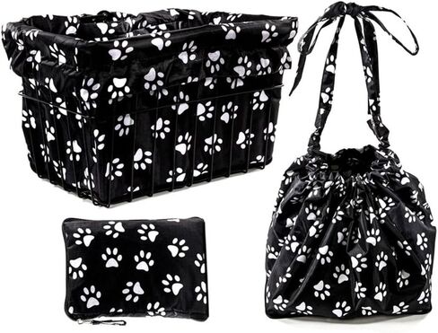 Cruiser Candy Bicycle Basket Liner Tote,Beach Cruiser Basket Cover, EBike Front Wire Or Wicker Bike Basket Fits Up to 15x12x10, Yoga Gym Beach Bag. Weatherproof Bike Bag (Dog PAW) in Saudi Arabia