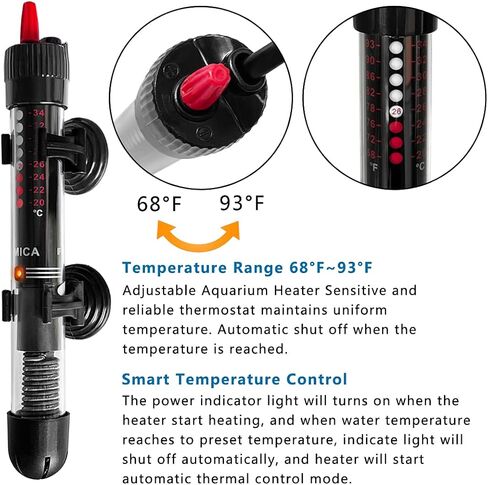 DOMICA 50W Aquarium Heater, Submersible Heater for Small Fish Tank with Free Thermometer Sticker in Kuwait