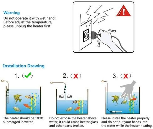 DOMICA 50W Aquarium Heater, Submersible Heater for Small Fish Tank with Free Thermometer Sticker in Kuwait