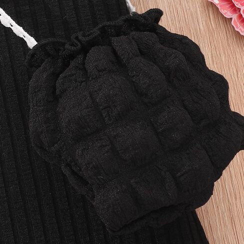 Kidsmian Girls Ruffle Sleeve Knit Fashion Bodycorn Mini Knee Length Dress with Cute Bag for Special Casual and Party Wear in Saudi Arabia