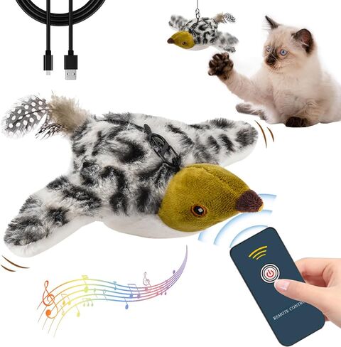 Interactive Cat Toys Flapping Bird - Remote Control Lifelike Sparrow Chirp Tweet, Rechargeable Touch Activated Kitten Toy Exercise Toys for All Breeds Cat Kicker Catnip Toys (Sparrows) in Saudi Arabia