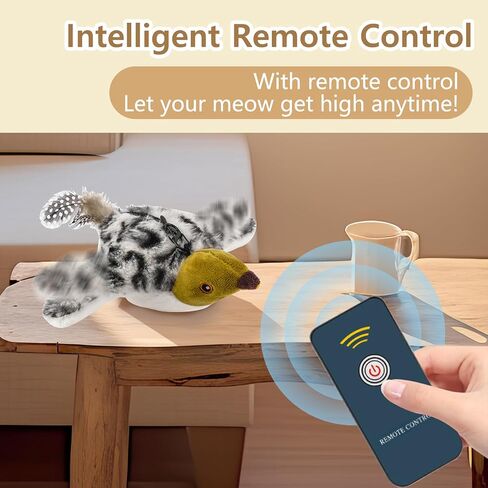 Interactive Cat Toys Flapping Bird - Remote Control Lifelike Sparrow Chirp Tweet, Rechargeable Touch Activated Kitten Toy Exercise Toys for All Breeds Cat Kicker Catnip Toys (Sparrows) in Saudi Arabia