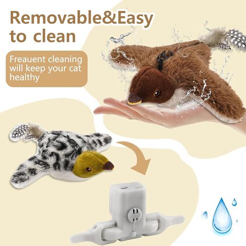 Interactive Cat Toys Flapping Bird - Remote Control Lifelike Sparrow Chirp Tweet, Rechargeable Touch Activated Kitten Toy Exercise Toys for All Breeds Cat Kicker Catnip Toys (Sparrows) in Saudi Arabia