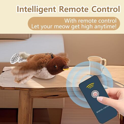 Interactive Cat Toys Flapping Bird - Remote Control Lifelike Sparrow Chirp Tweet, Rechargeable Touch Activated Kitten Toy Exercise Toys for All Breeds Cat Kicker Catnip Toys (Sparrows) in Saudi Arabia