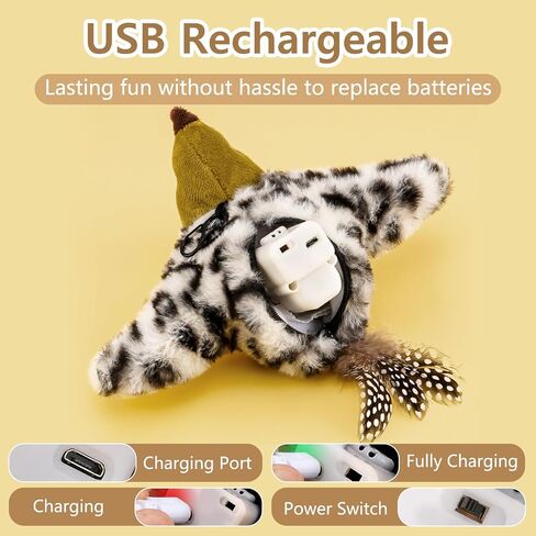 Interactive Cat Toys Flapping Bird - Remote Control Lifelike Sparrow Chirp Tweet, Rechargeable Touch Activated Kitten Toy Exercise Toys for All Breeds Cat Kicker Catnip Toys (Sparrows) in Saudi Arabia