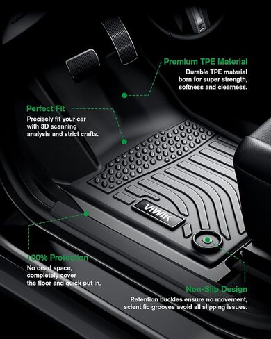 VIWIK Floor Mats Compatible for 2016-2020 Sorento 7 Seat, Car Mats All Weather Protection Custom Floor Liners Full Set Include 1st/2nd/3rd Row Front & Rear, Automotive Floor Mats TPE Black in Saudi Arabia