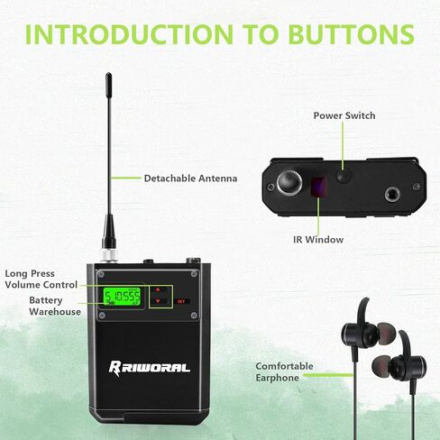 Wireless in Ear Monitor System UHF Channels Auto Scan Frequency Wireless Earphone Ransmitter and Bodypacks Monitoringwith 262ft for Stage,Monitoring in Saudi Arabia