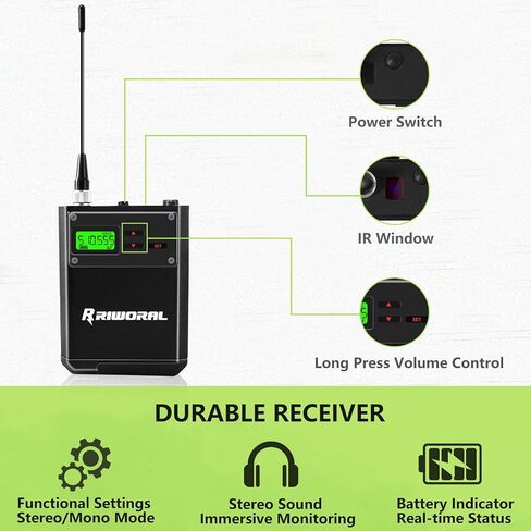 Wireless in Ear Monitor System UHF Channels Auto Scan Frequency Wireless Earphone Ransmitter and Bodypacks Monitoringwith 262ft for Stage,Monitoring in Saudi Arabia