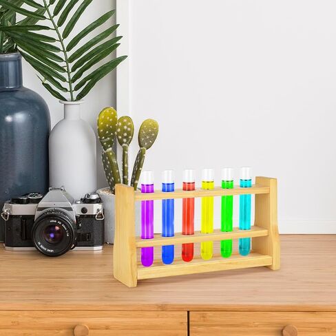Wooden Test Tube Rack, 6 Holes Lab Test Tube Holder for 10ML Centrifuge Tubes for Scientific Experiments and Beads Liquid Spice Seed Storage, Suit for Tubes Less Than 18mm/0.7inch in Diameter in Saudi Arabia